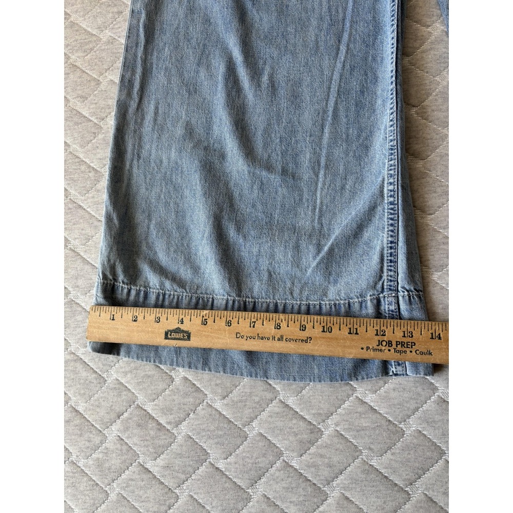 We The Free Jeans Womens Large Blue Light Wash Wide Leg Breezy Denim Pull On - Picture 10 of 12